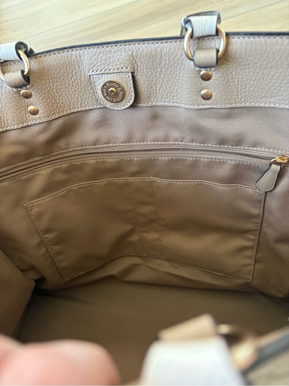 Coach Tan Signature Canvas Tote with Chalk Trim - Picture 6 of 8